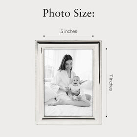 Siena silver bead border frame side angle adds elegance to portrait or landscape prints