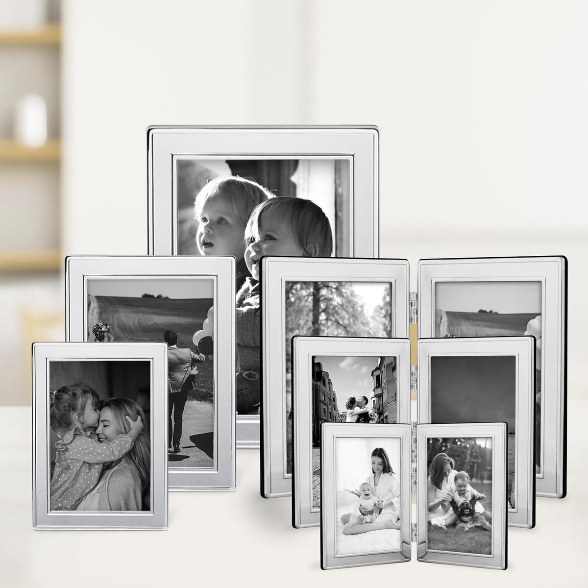 Siena two-photo display frame closeup reveals craftsmanship and secure mounts