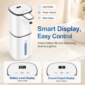 Sigerio dispenser LCD display shows battery and level at a glance.