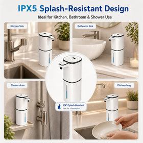 IPX5 splash-proof design suits wet environments like sinks.