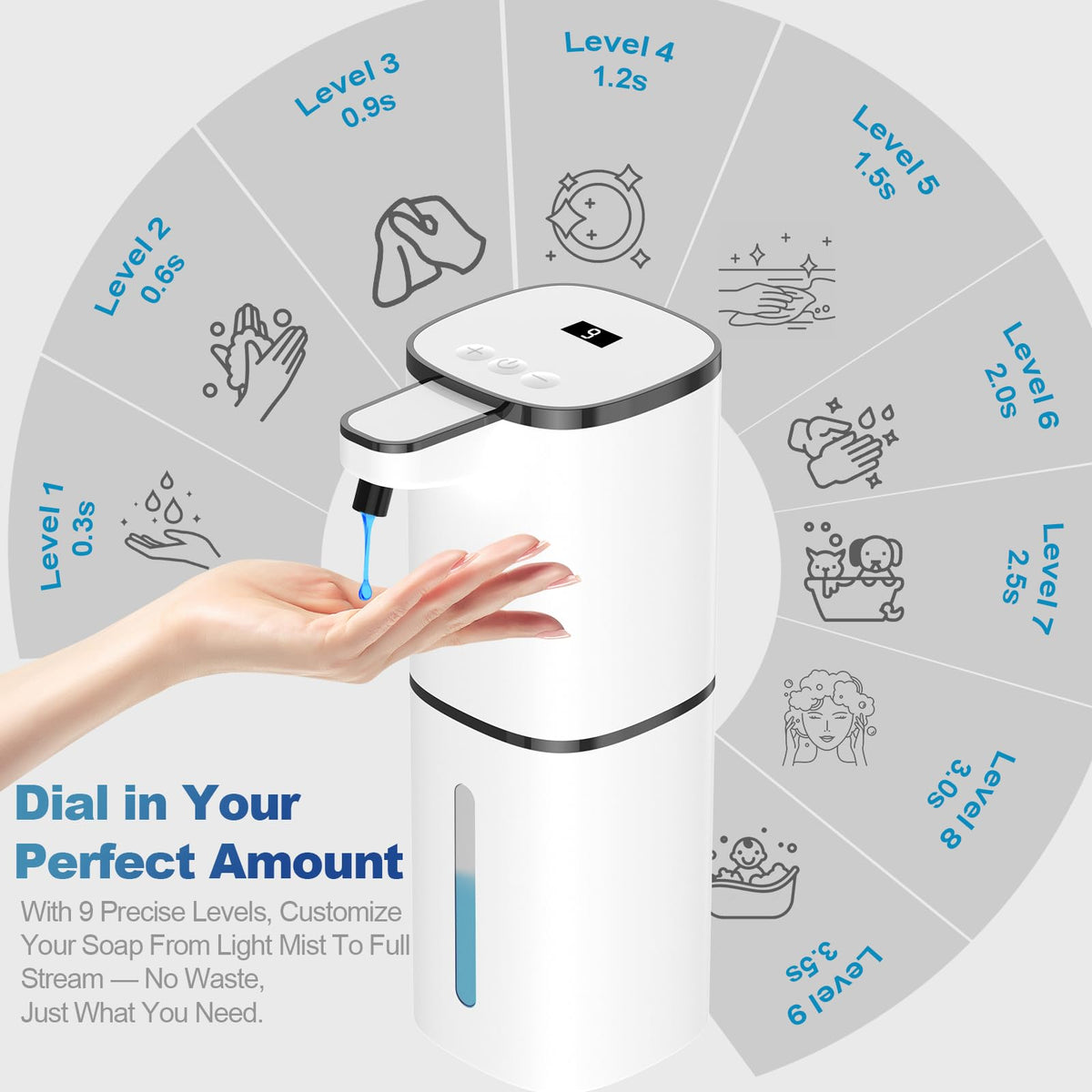 Flexible placement: wall-mount or tabletop with Sigerio dispenser.