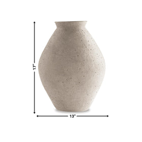 Hannela vase in antique tan ideal as centerpiece with faux florals or candles.