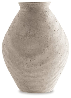 Signature Design by Ashley Hannela vase with ribbed texture for sculptural elegance.