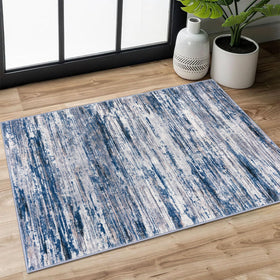SIILOOM 2x3 Modern Abstract Rug entryway navy: non-slip and cozy underfoot