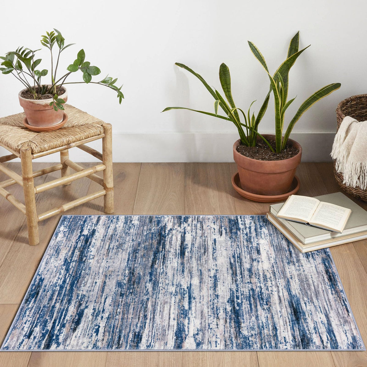 SIILOOM 2x3 Modern Abstract Rug living room navy-gray: warm ambience and soft texture