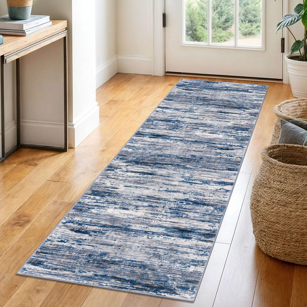 SIILOOM 2x6 runner navy blue for hallways with non-slip comfort