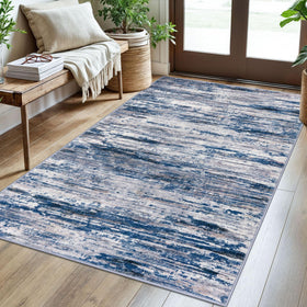SIILOOM 3x5 modern abstract rug in navy for entryways with contemporary flair.