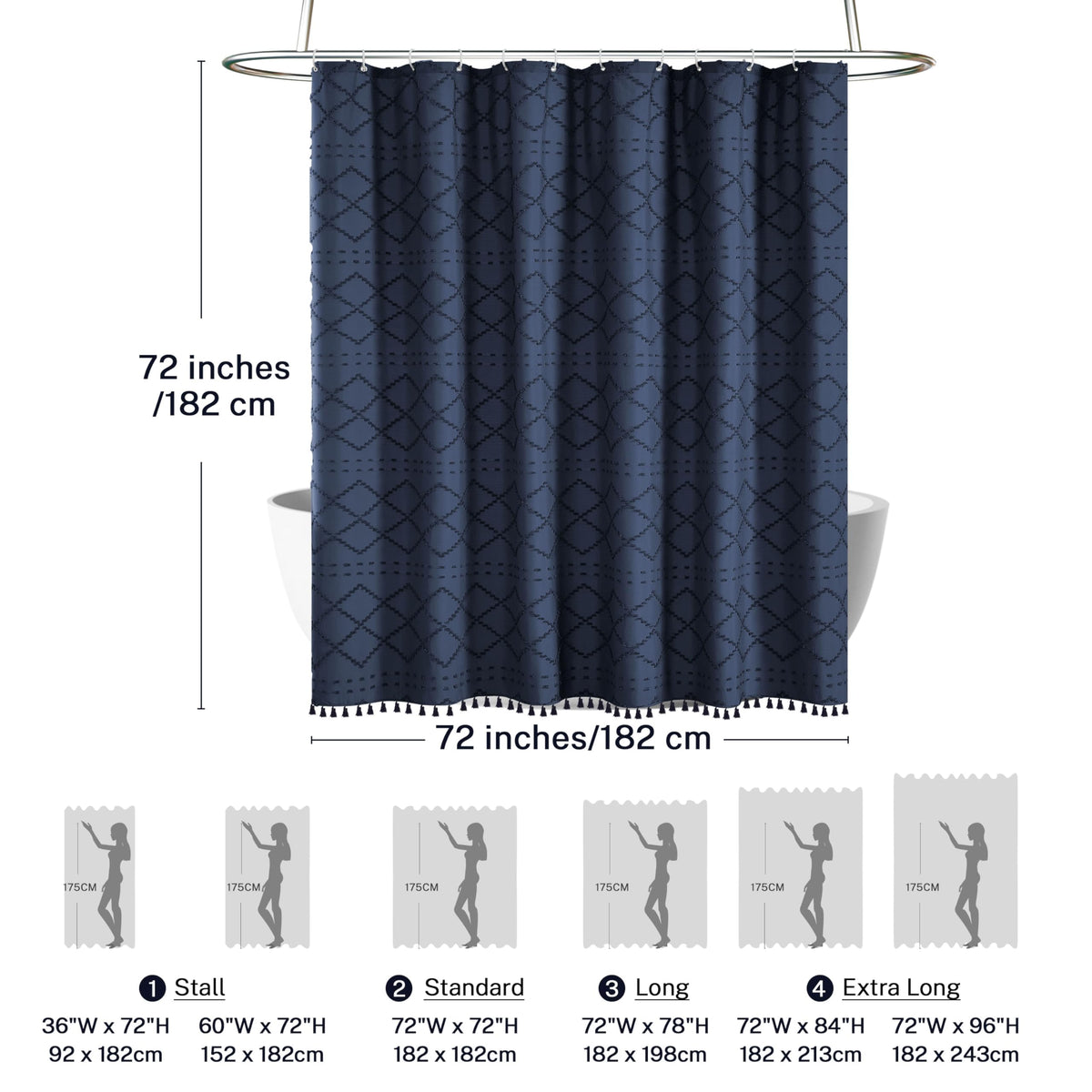 Siiluminisoy bathroom scene with curtain demonstrates private, chic shower space.