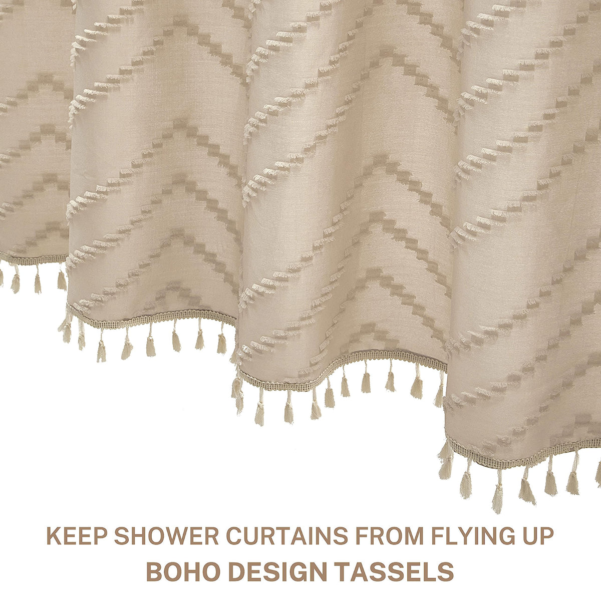 Siiluminisoy beige tassel details offer stylish farmhouse charm