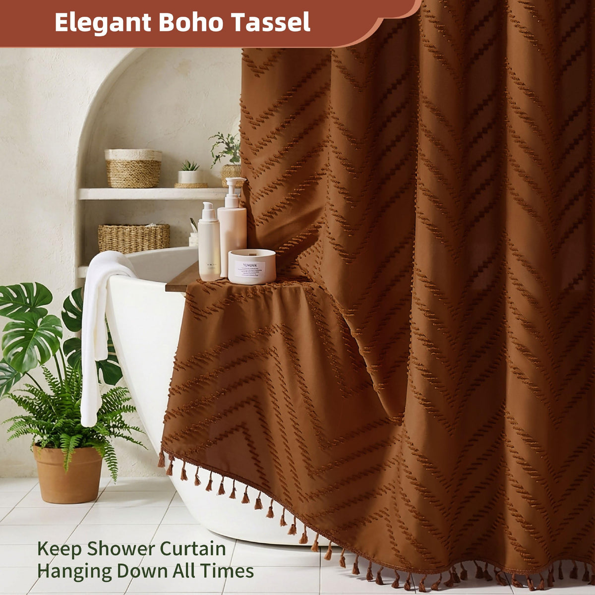 Siiluminisoy boho design shower curtain brings pattern and personality to the bathroom