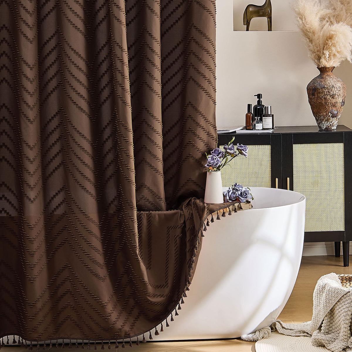 Siiluminisoy brown shower curtain 72x72 with privacy and splash protection