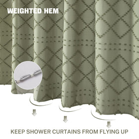 Siiluminisoy sage green curtain drapes neatly, ideal for 72x72 bath setups.