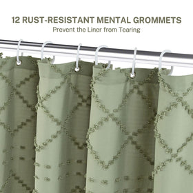 Siiluminisoy curtain enhances bathroom ambiance with subtle textile texture.