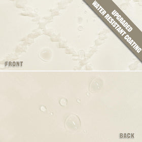 Siiluminisoy Cream Boho curtain draped in a bright bathroom to inspire design.