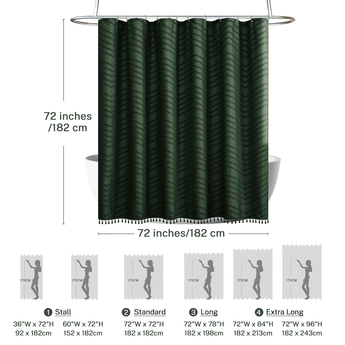 Siiluminisoy 72x72 curtain fits most tubs and showers for easy coverage.