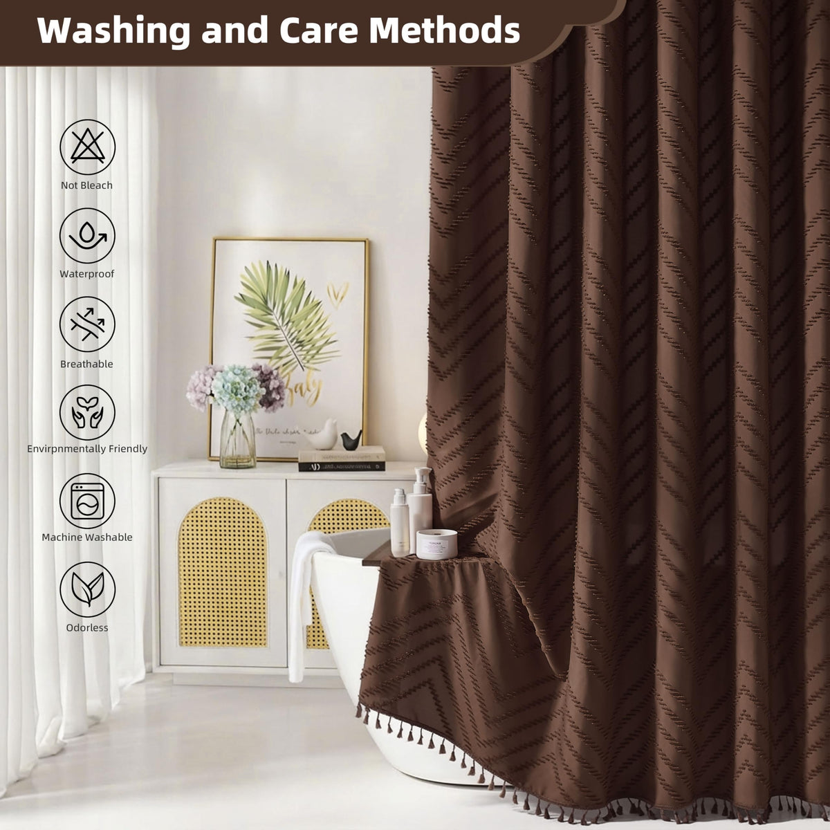 Quick-drying fabric keeps bathroom neat and dry