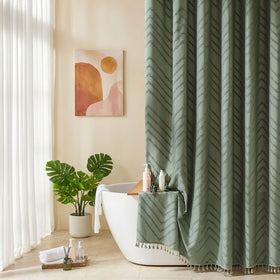 Siiluminisoy sage green curtain complements bathrooms or as a thoughtful gift.