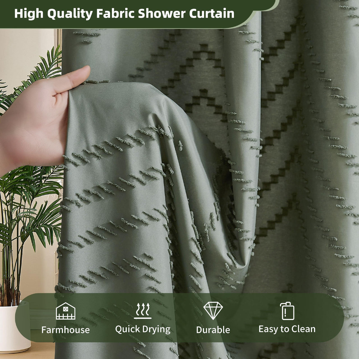 Siiluminisoy sage green curtain is machine washable for easy care.