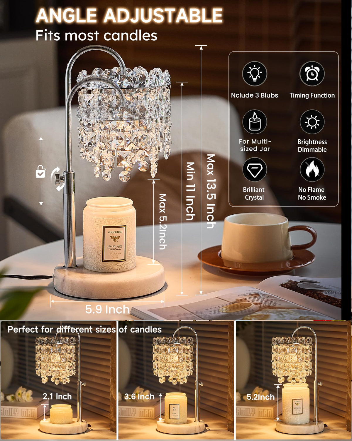 SIJIHOME marble base keeps the lamp sturdy and elegant