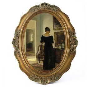 SIKOO vintage oval frame 5x7 with bronze gold finish for classic wall display.