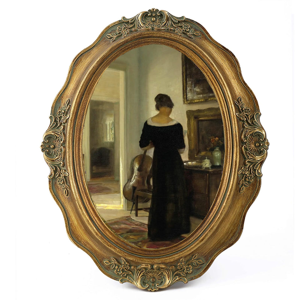 SIKOO vintage oval frame 5x7 with bronze gold finish for classic wall display.