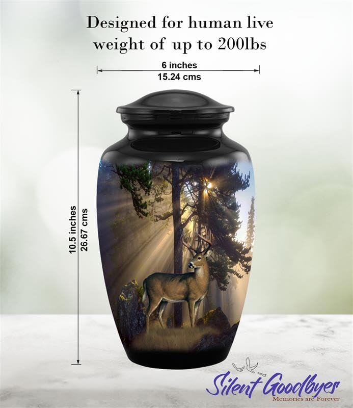 SILENT GOODBYES felt-base urn, protects furniture while resting on shelves.