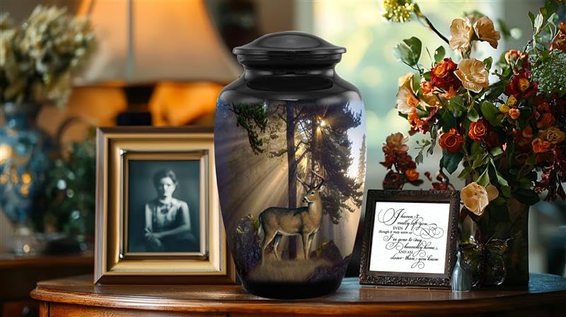 SILENT GOODBYES screw-top lid urn, ensures secure seal and safe storage.