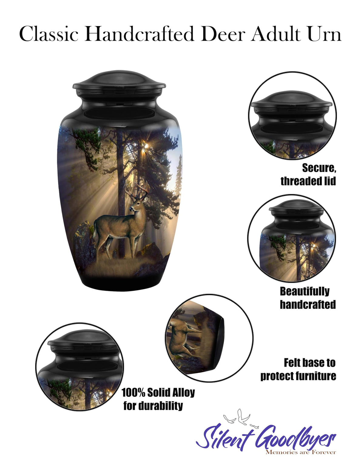SILENT GOODBYES velvet bag included, adds dust-free protection and easy transport.