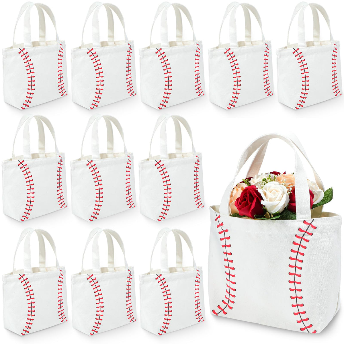 SilTriangle baseball tote bag front view with double-sided motif, ideal for events.