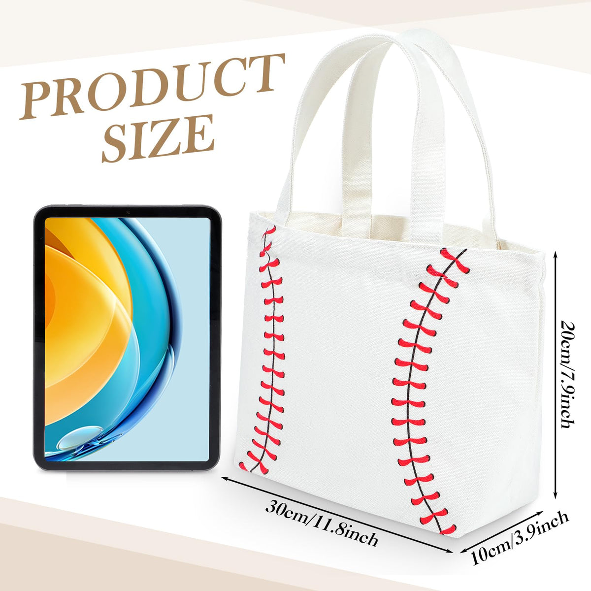 SilTriangle double-sided baseball pattern design on canvas totes.