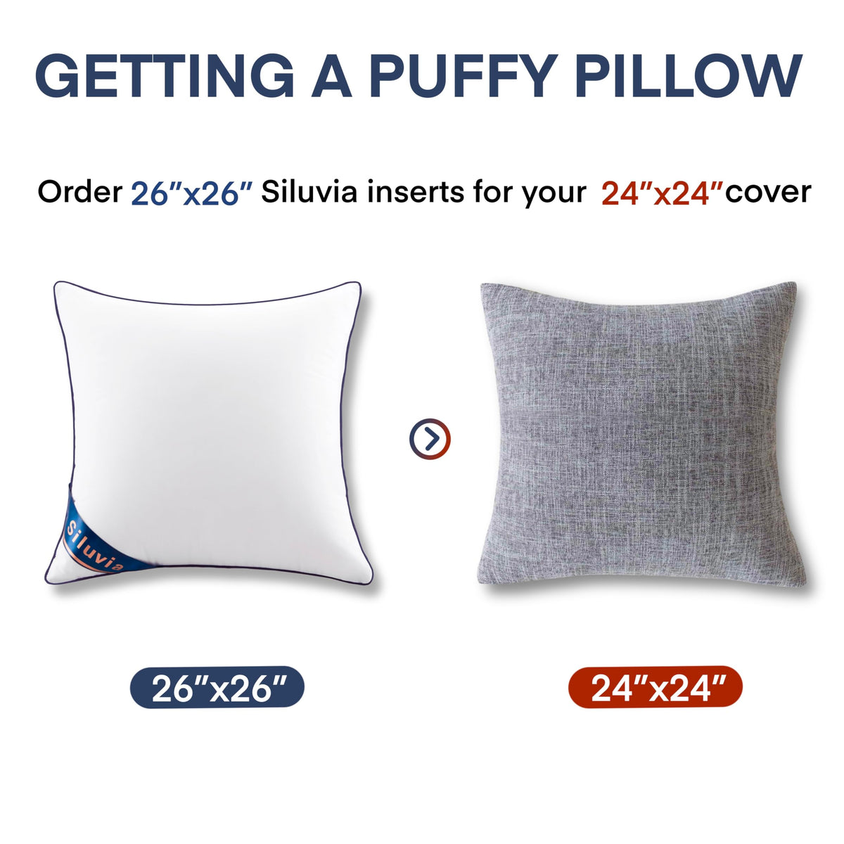 Siluvia 26x26 pillow inserts with soft 4D filling for quick rebound
