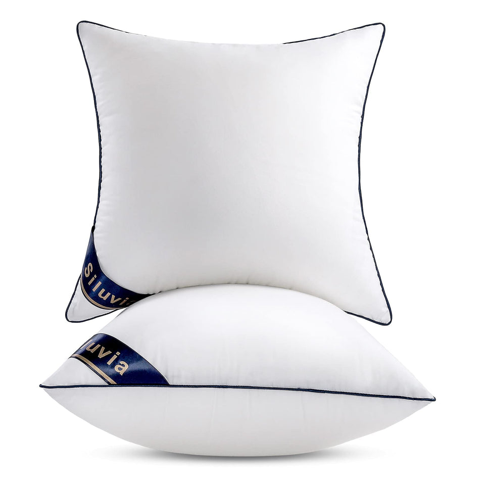 Siluvia Euro Pillows 26x26 square inserts set of 2 on a sofa for decor
