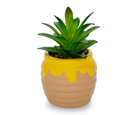 Silver Buffalo artificial succulent in Hunny Pot planter enhances shelves.