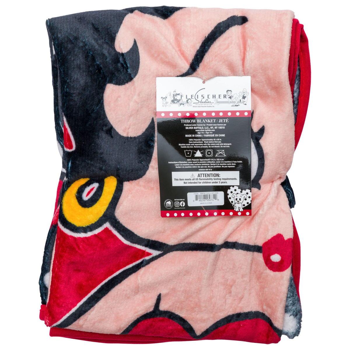 Silver Buffalo Betty Boop circle pose throw close-up detail ideal for gifting