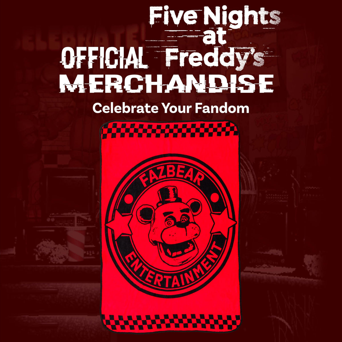 Silver Buffalo Fazbear blanket official licensed merch for fans.