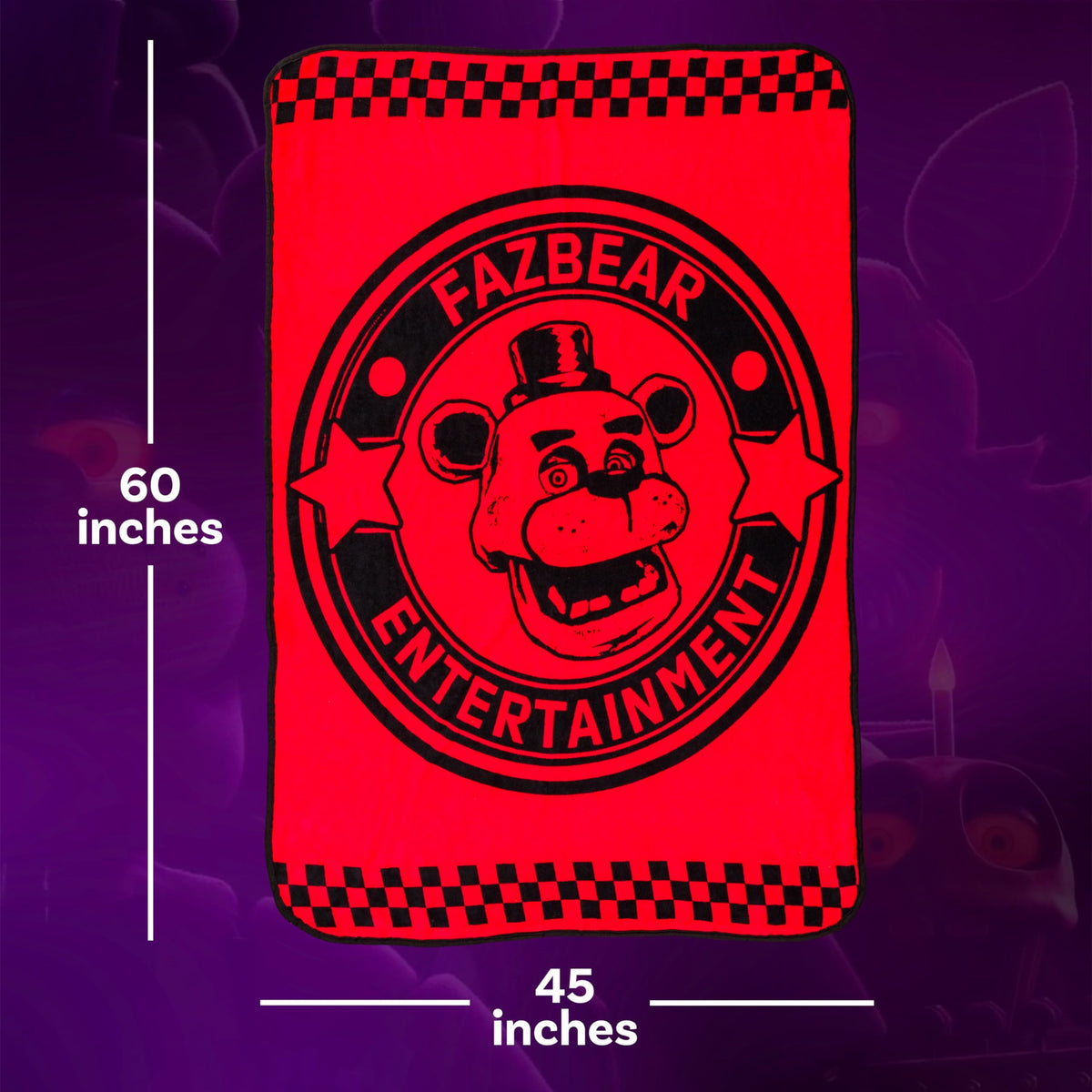 Silver Buffalo Fazbear blanket red color adds bold room accent.