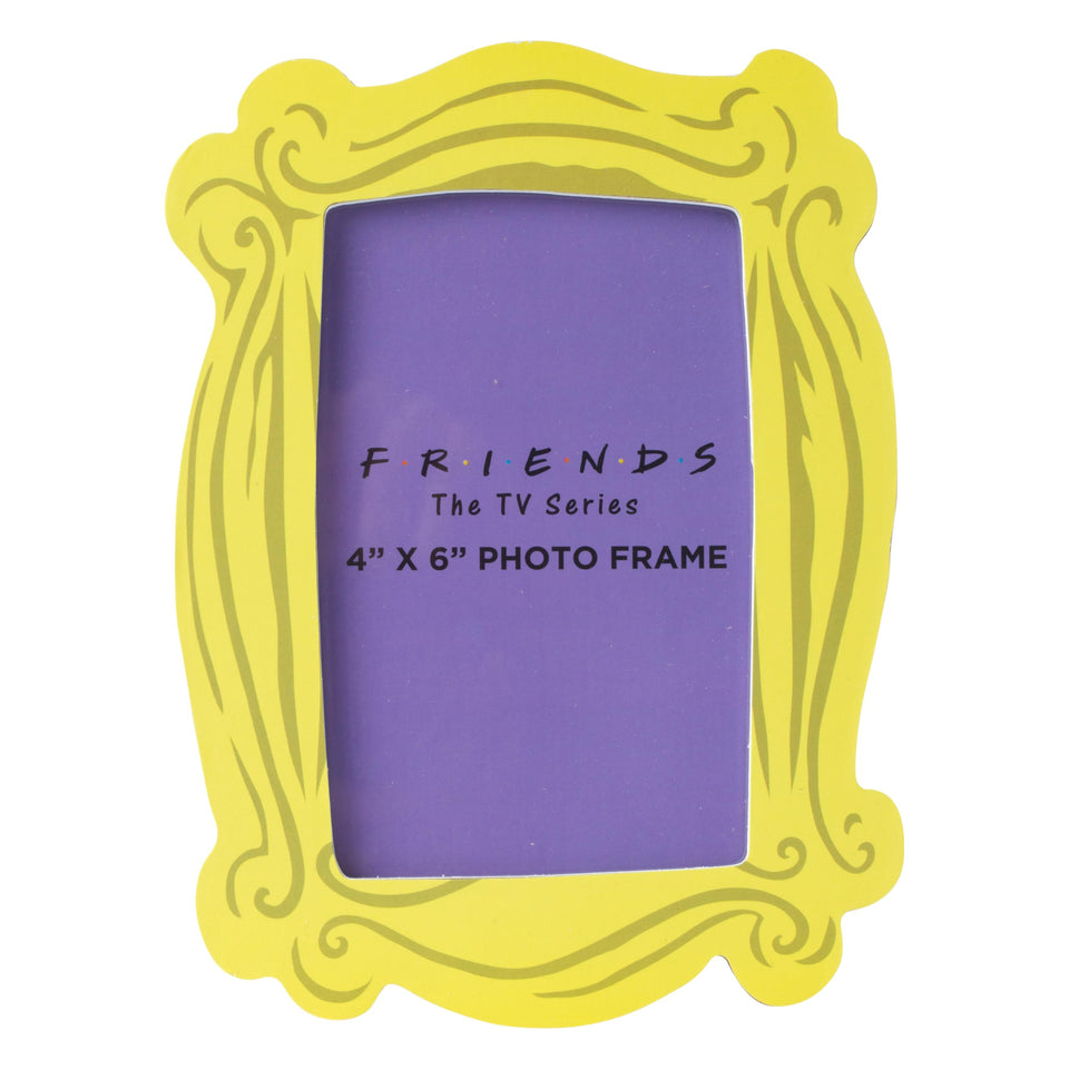 Silver Buffalo Friends photo frame in yellow holding a 4x6 memory