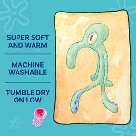 Silver Buffalo orange background Squidward artwork blanket for chilly evenings