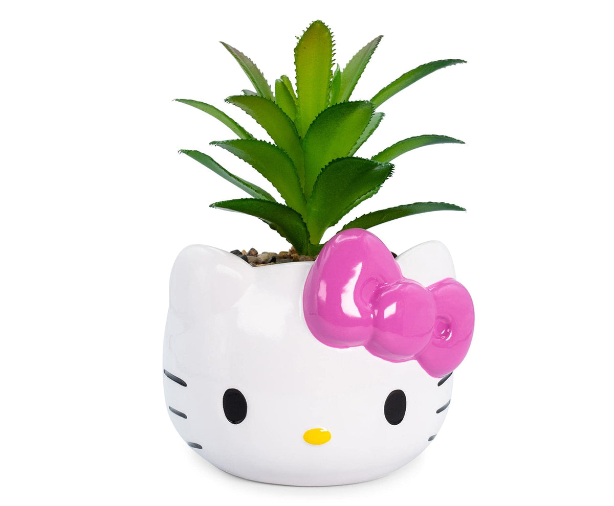 Silver Buffalo Hello Kitty 3-inch ceramic planter with face design for desk decor