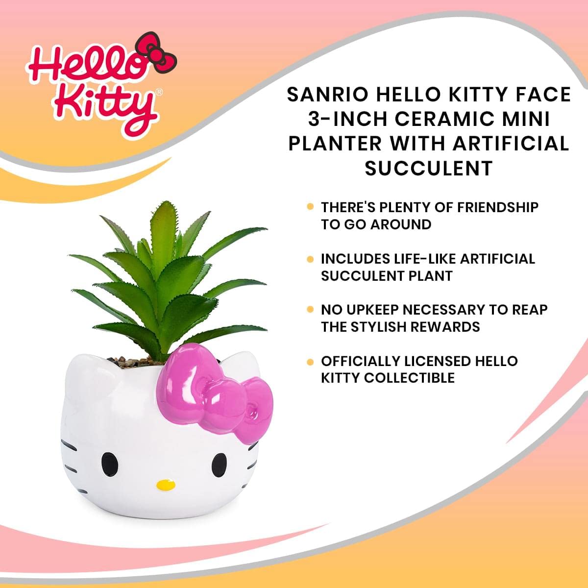 Ceramic Hello Kitty planter details highlighting craftsmanship