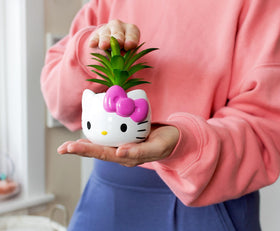 Hello Kitty planter styled on a shelf as decorative accent