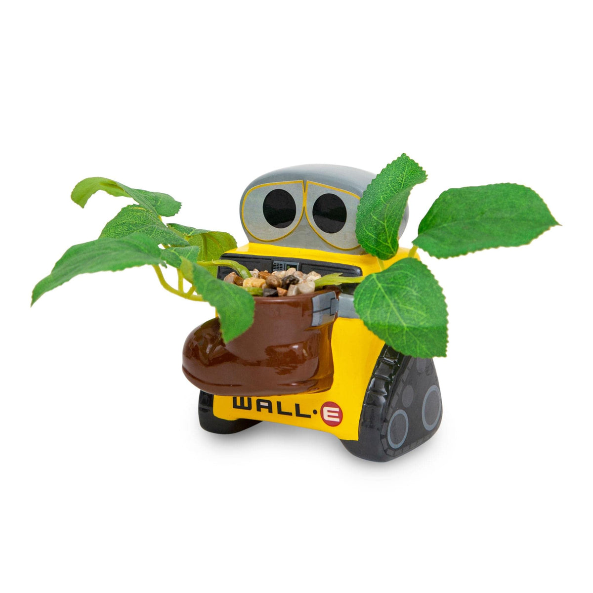 Silver Buffalo Wall-E mini planter with artificial succulent for desk decor.