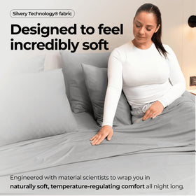 Silvery close-up texture ultra-soft weave suggests smooth, cozy sleep surface.