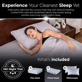Silvery label indicating dermatologist-recommended skin-friendly bedding