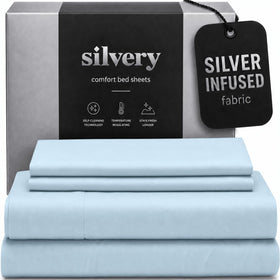 Silvery Silver Infused Bed Sheets close-up weave for a soft, premium sleep surface.