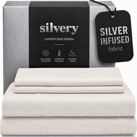 Silvery silver-infused bed sheets front view for a fresher, cleaner sleep surface.