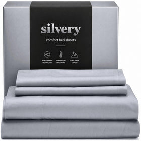 Silvery silver-infused bed sheets with ultra-soft fabric for a plush sleep surface.