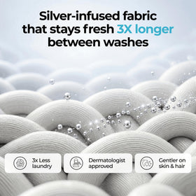 Magnified view of Silvery silver ion infusion showcasing freshness and clean feel