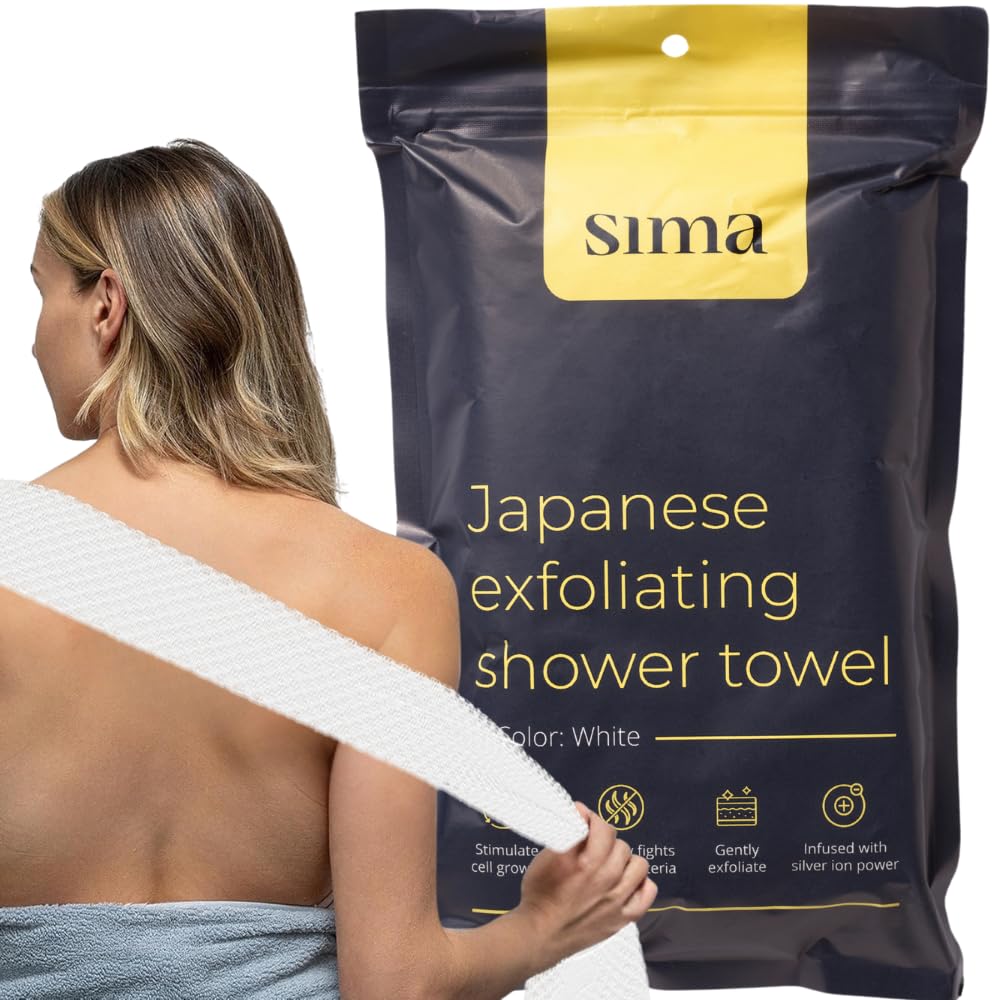 Sima Brand exfoliating washcloth with hexagon fibers for gentle daily exfoliation
