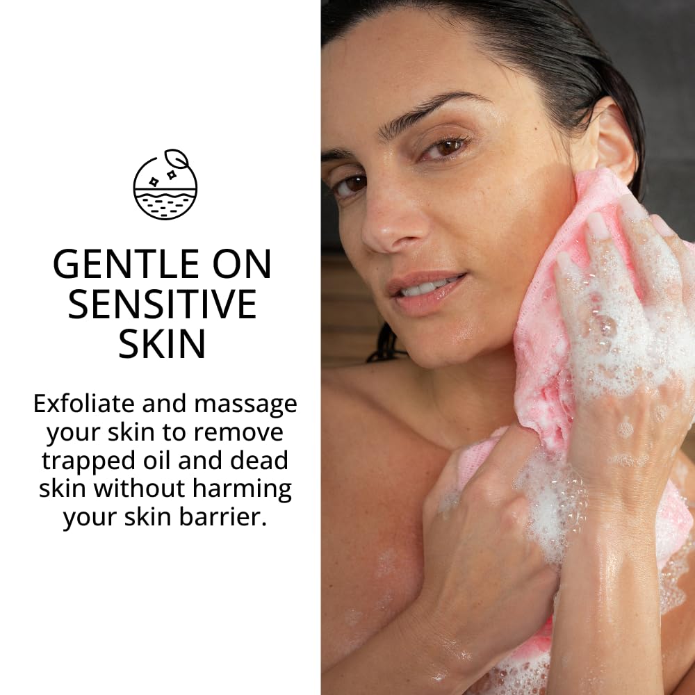 Sima Brand towel with silver-infused fibers to reduce odor after showers.
